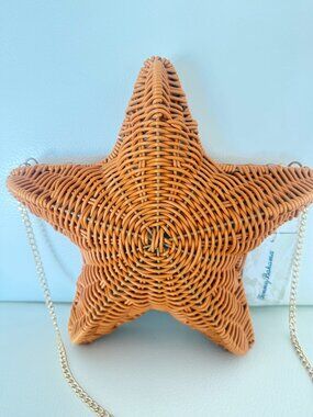 NWT Tommy Bahama Raffia Woven Wicker Crossbody Bag Starfish Purse